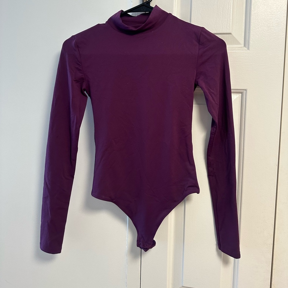 Elegant Women's Purple Long Sleeve Bodysuit